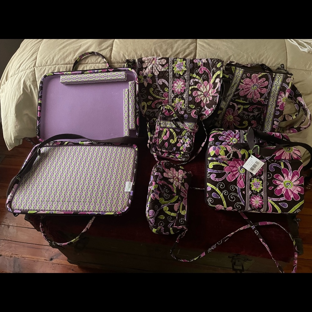Complete set of Vera Bradley “Purple Punch” Bags, etc.
